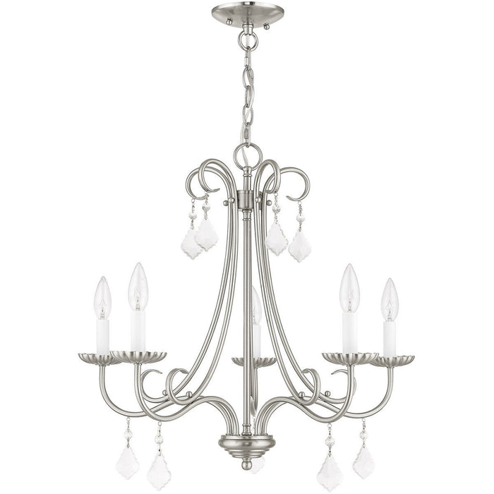 22" Five-Light Dimmable Chandelier With Shades - Nickel
