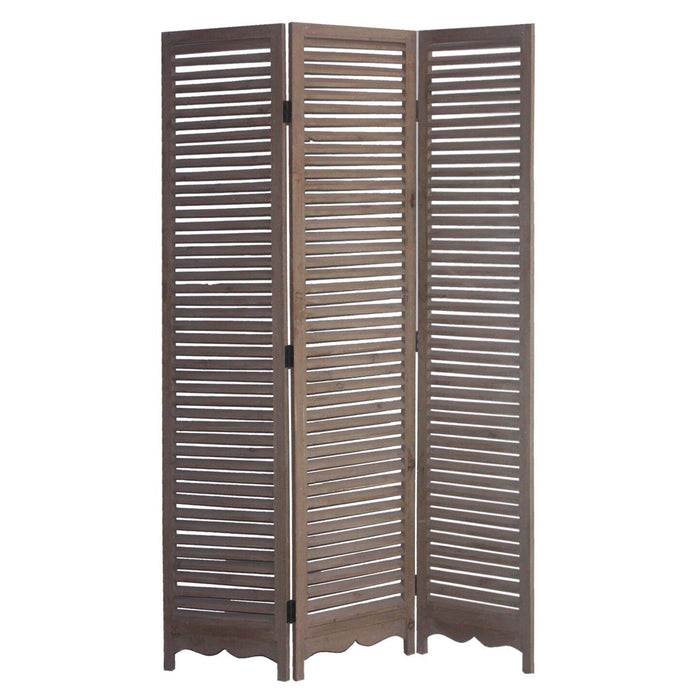71" x 48" Folding Three Panel Screen Room Divider - Brown