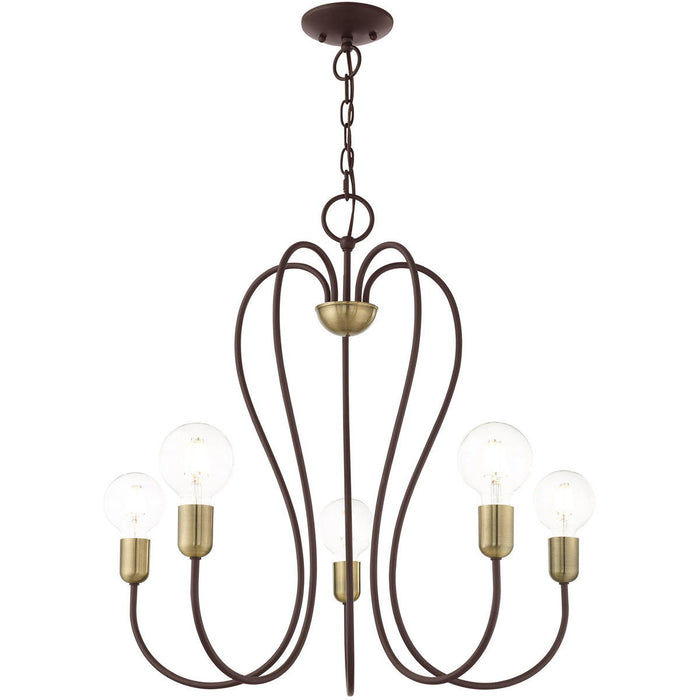 25'' Five-Light Dimmable Chandelier With Shades - Bronze