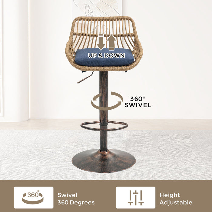 Set of 2 Giga modern swivel bar stools with adjustable height, footrest, and sleek design, ideal for kitchen or bar areas.