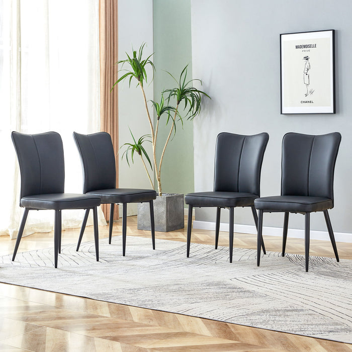 Set of four black Giga modern kitchen and living room chairs with vertical backrests, stylish and comfortable for home seating.