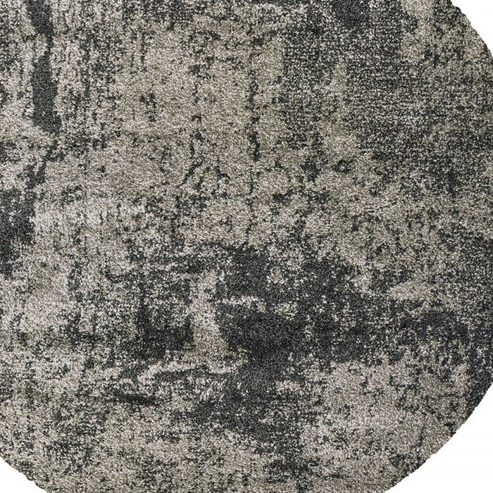 8' Round Abstract Power Loom Stain Resistant Area Rug - Gray