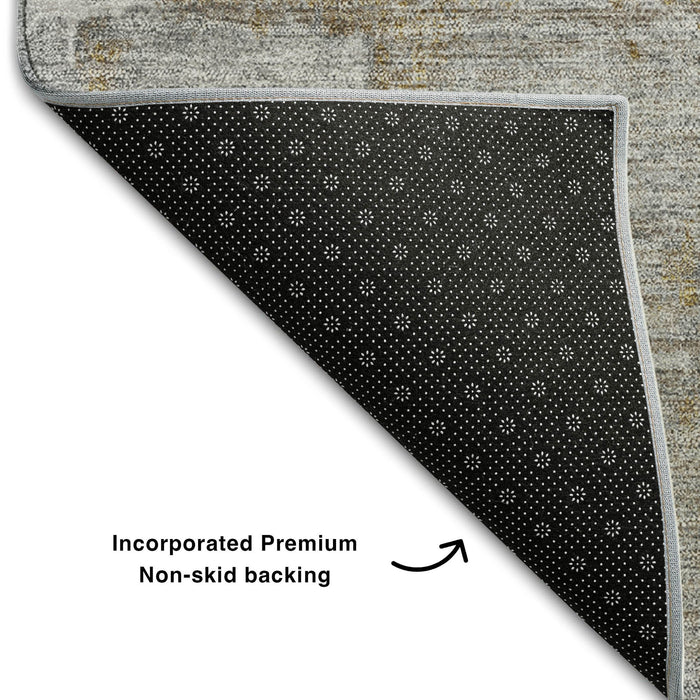 10' X 14' Abstract Washable Area Rug With UV Protection (678005) - Gray / Brown / Ivory