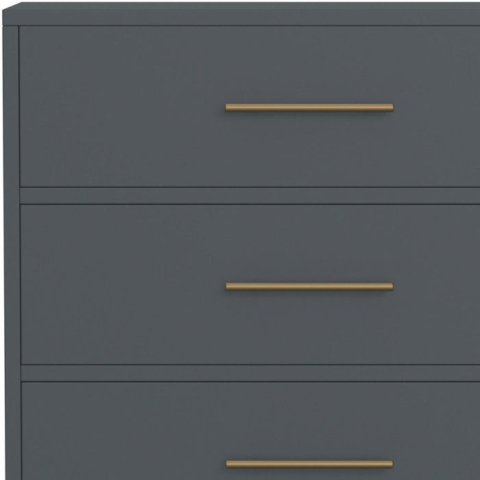33" Solid Wood Five Drawer Dresser - Dark Gray