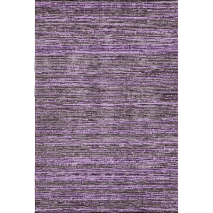 10' X 14' Striped Washable Area Rug With UV Protection (705599) - Purple / Gray