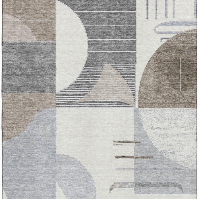 10' X 14' Geometric Washable Area Rug With UV Protection (697434) - Taupe / Ivory / Gray