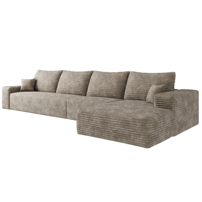 Corduroy Modular Compression Foam Sofa With Toss Pillows - Camel