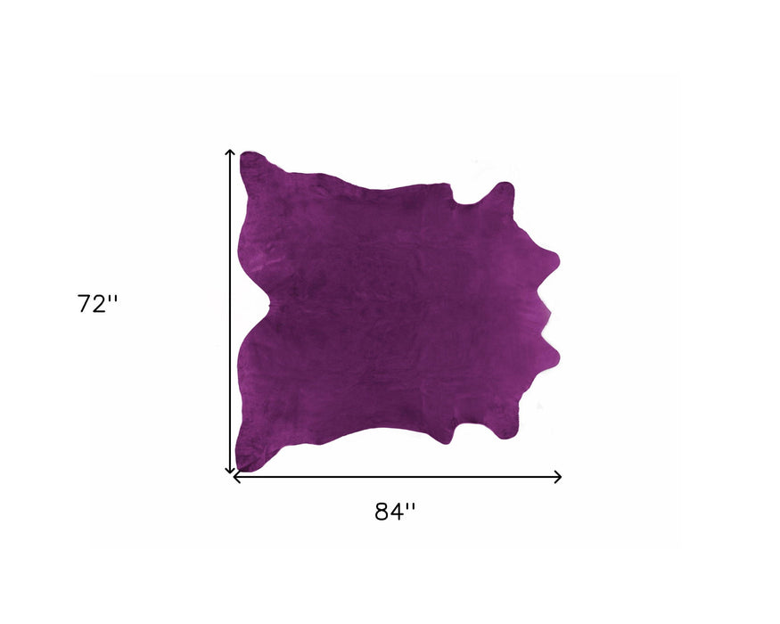 6' x 7' Handmade Area Rug - Plum Cowhide