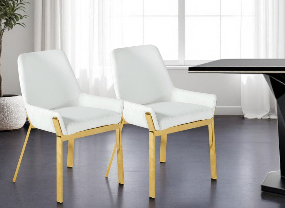 Contemporary Upholstered Faux Leather Dining Arm Chair - White