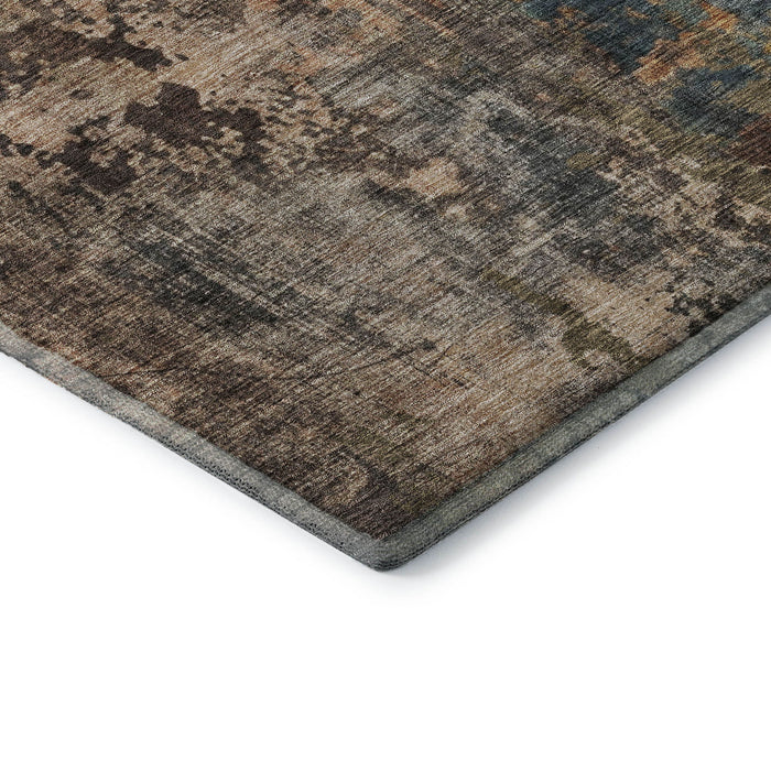 10' X 14' Abstract Washable Area Rug With UV Protection (688346) - Blue / Copper / Gray