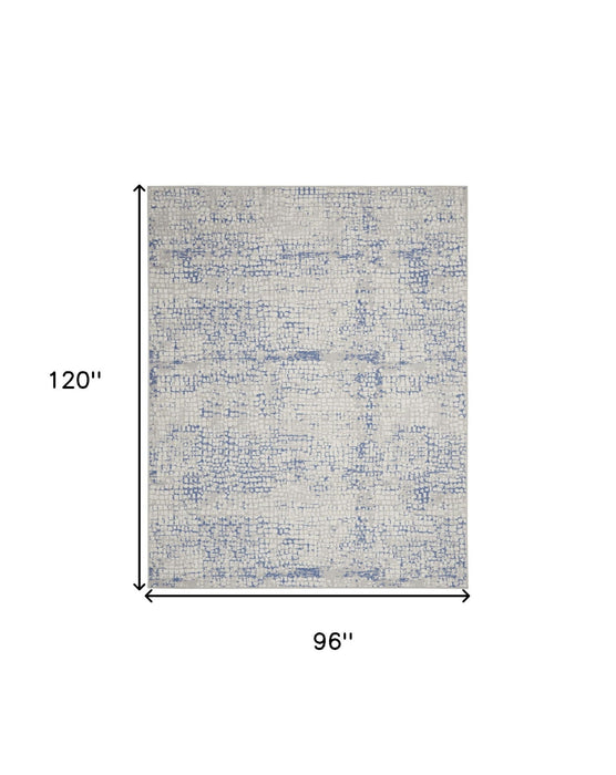 8' X 10' Abstract Distressed Area Rug (551056) - Ivory / Blue