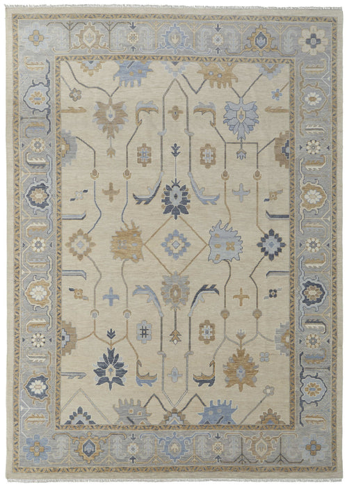 12' X 15' Floral Hand Knotted Area Rug With Fringe - Gray