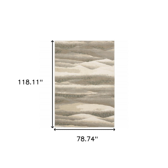 7' x 10' Abstract Power Loom Area Rug - Beige And Gray