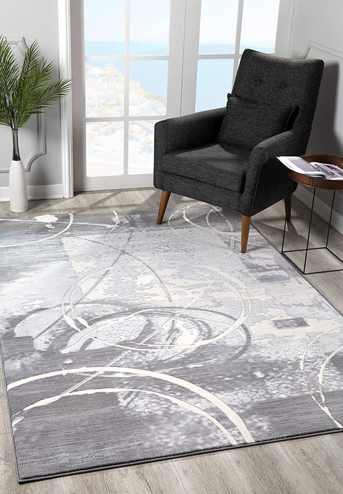 6' x 9' Abstract Power Loom Area Rug - Gray
