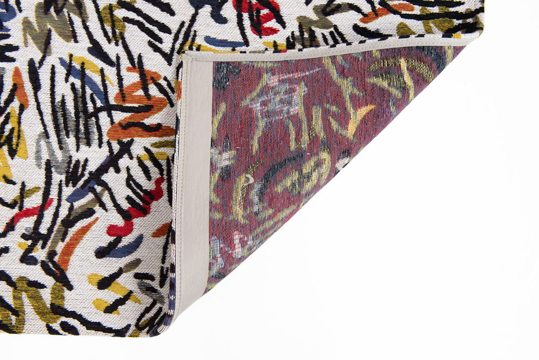 7' x 11' Abstract Non Skid 100% PET Area Rug - White