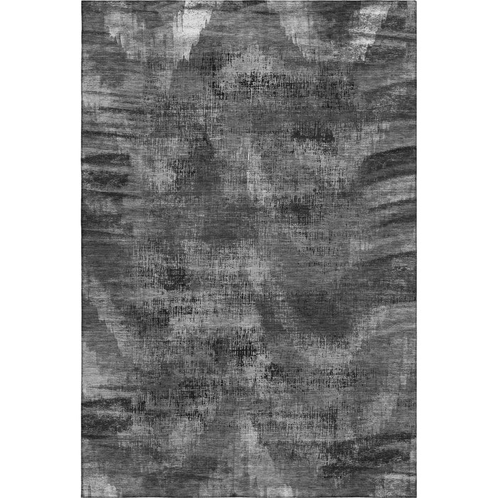 10' X 14' Abstract Washable Area Rug Polyester With UV Protection - Gray And Silver