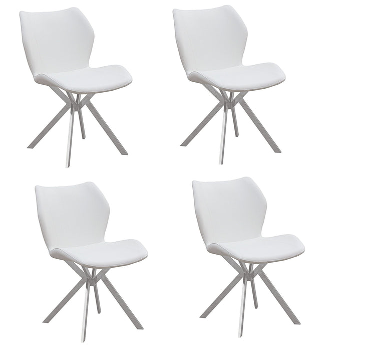 Upholstered Faux Leather Dining Side Chairs (Set of 4) - White / Silver