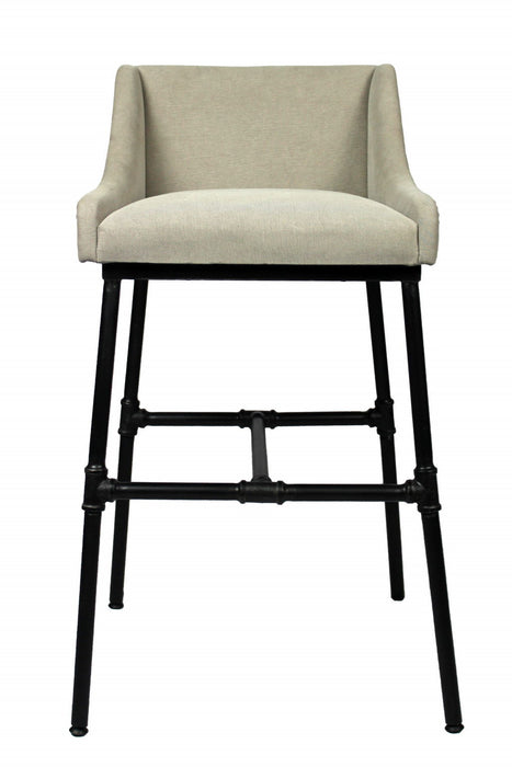 Upholstered Linen Dining Arm Chair - Light Gray