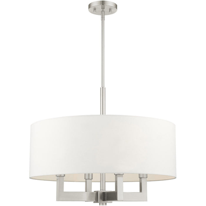 22'' Four Light Dimmable Chandelier With Shades - Nickel