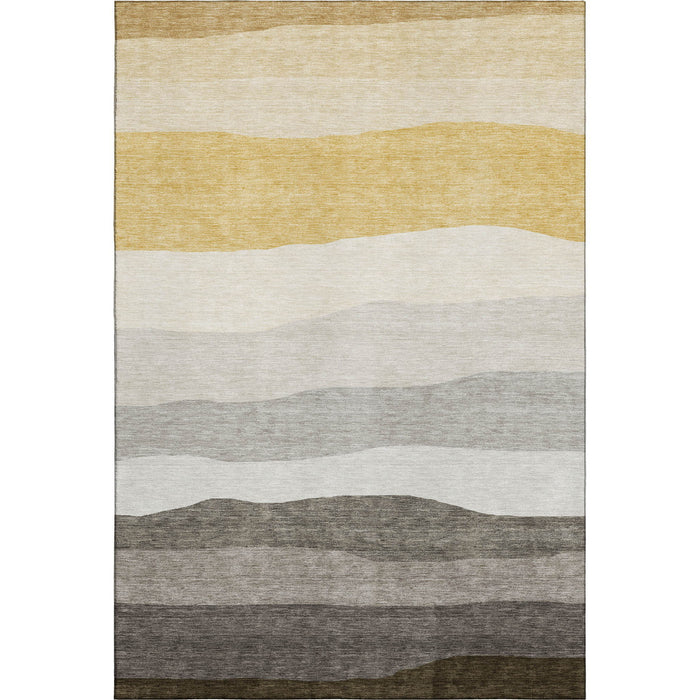 10' X 14' Striped Washable Area Rug With UV Protection (714895) - Pewter / Ivory