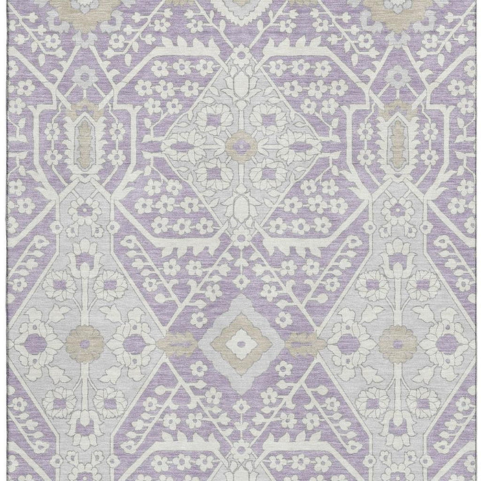 10' X 14' Floral Washable Area Rug With UV Protection (668546) - Lavender / Gray / Beige