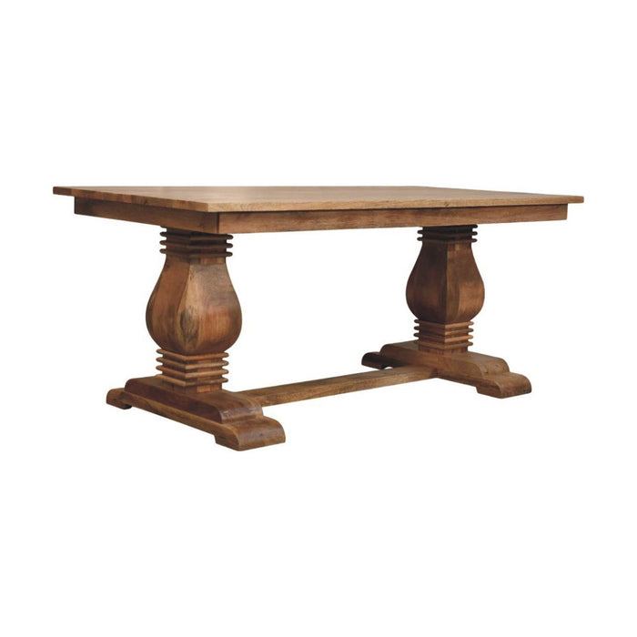 Solid Wood Double Pedestal Base Dining Table - Brown