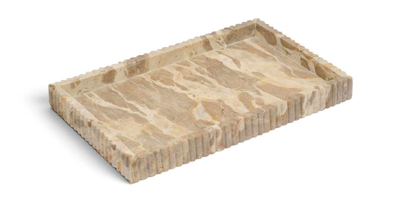 Meridian Furniture Hannah genuine marble tray featuring a sleek rectangular design with polished marble surface and minimalist style.