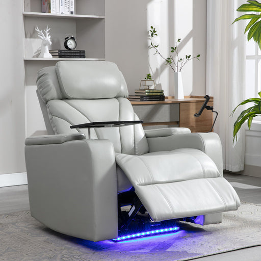 Giga Power Motion Recliner chair with USB port, hidden arm storage, cup holder, and built-in speakers for comfortable lounging.