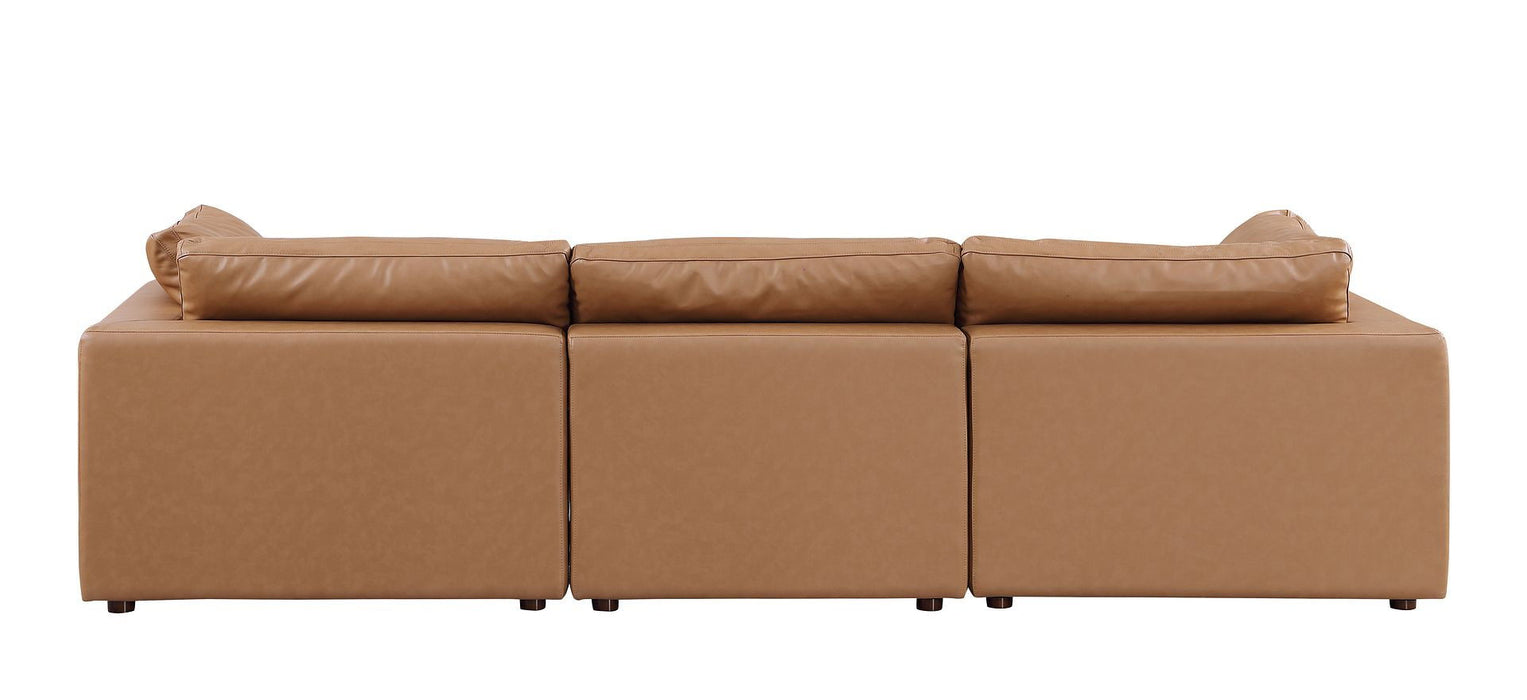 Top Grain Leather Reclining Solid Wood Sofa - Chestnut