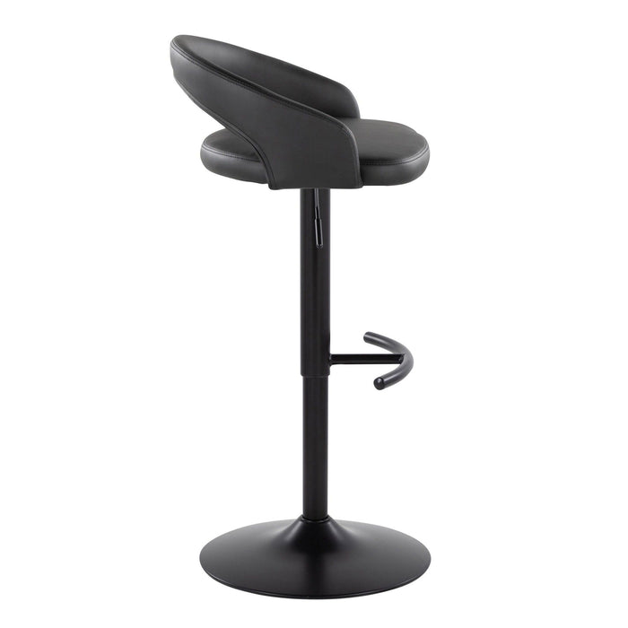 Grotto - Upholstered Adjustable Barstool - Black Metal Base