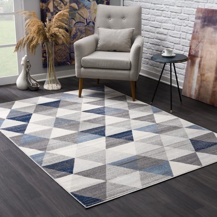 8' x 11' Geometric Diamond Area Rug - Navy Blue