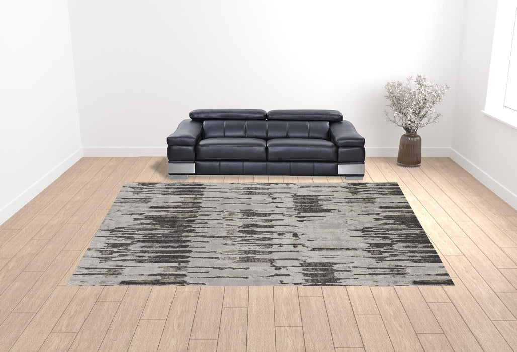 12' x 15' Abstract Power Loom Stain Resistant Area Rug - Ivory Brown And Gray