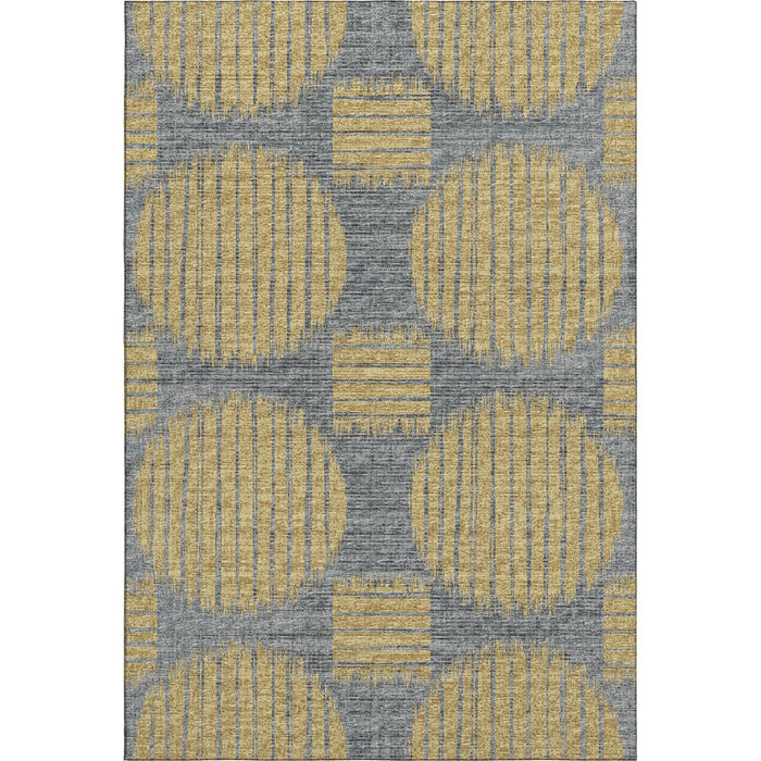 10' X 14' Geometric Distressed Washable Area Rug With UV Protection (645049) - Gold / Gray