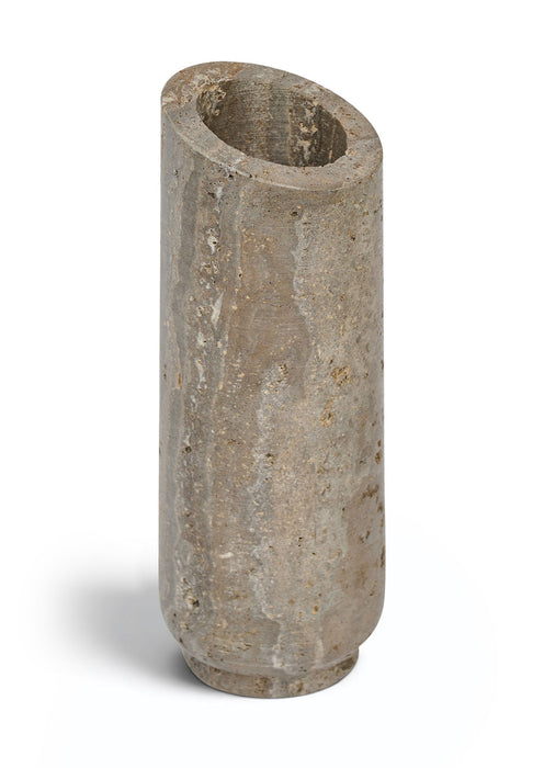 Lochlan Travertine Vase from Meridian Furniture, showcasing a textured beige ceramic vase with a modern, cylindrical shape.