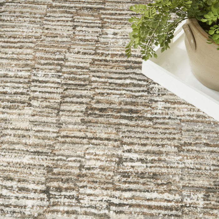 9' X 12' Abstract Non Skid Area Rug - Brown And Ivory