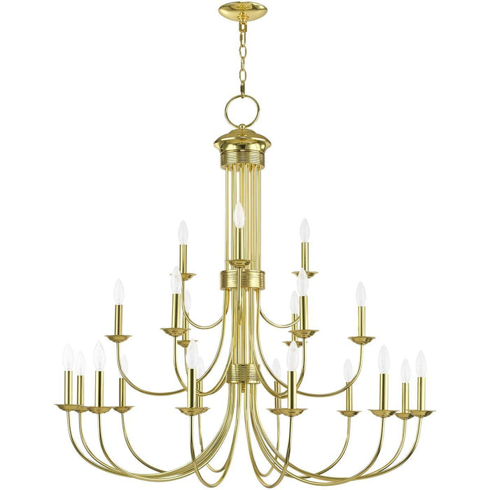 44" Multi Light Dimmable Chandelier With Shades - Brass