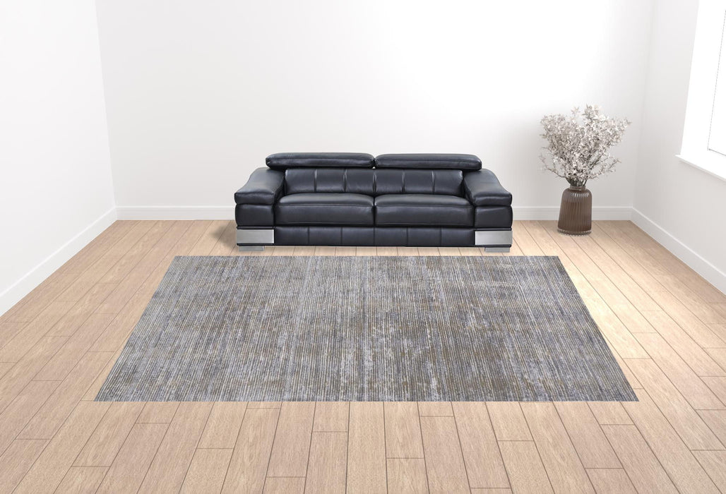 12' x 15' Abstract Power Loom Area Rug - Taupe Silver And Tan