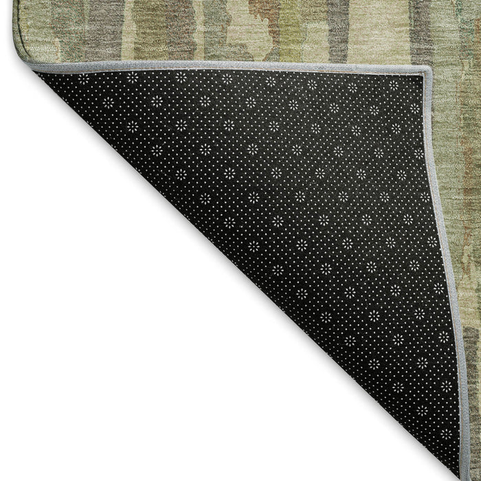 10' X 14' Striped Washable Area Rug With UV Protection (692928) - Artichoke Green / Copper / Beige