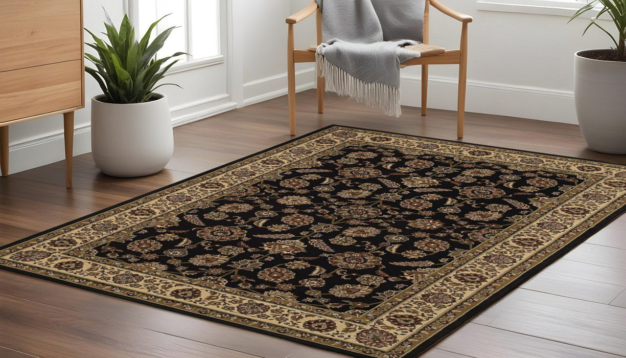 8' Traditional Oriental Square Rug - Brown And Ivory
