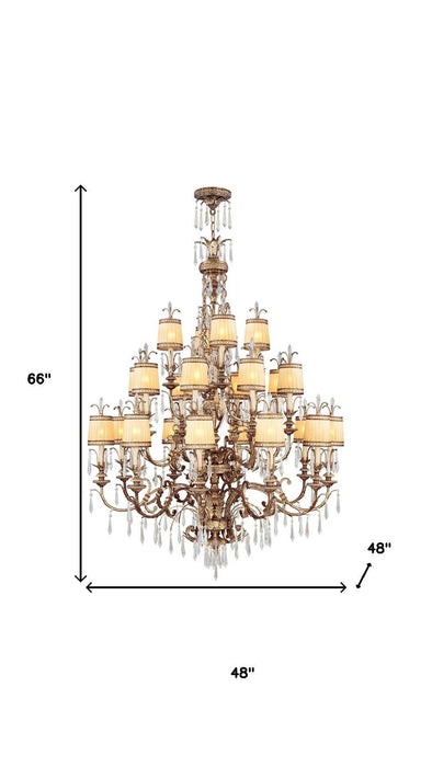 Multi Light Metal Dimmable Chandelier With Shades - Gold / Clear