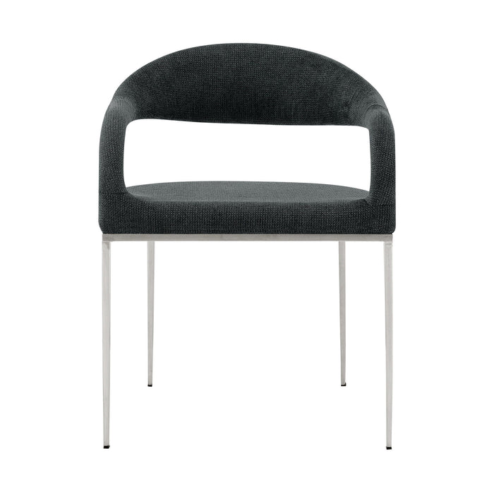 Upholstered Polyester Open Back Dining Arm Chairs (Set of 2) - Gray