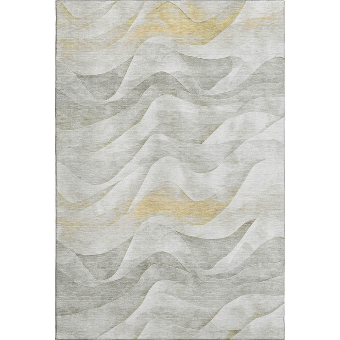 10' X 14' Abstract Washable Area Rug With UV Protection (694821) - Silver / Gold / Ivory