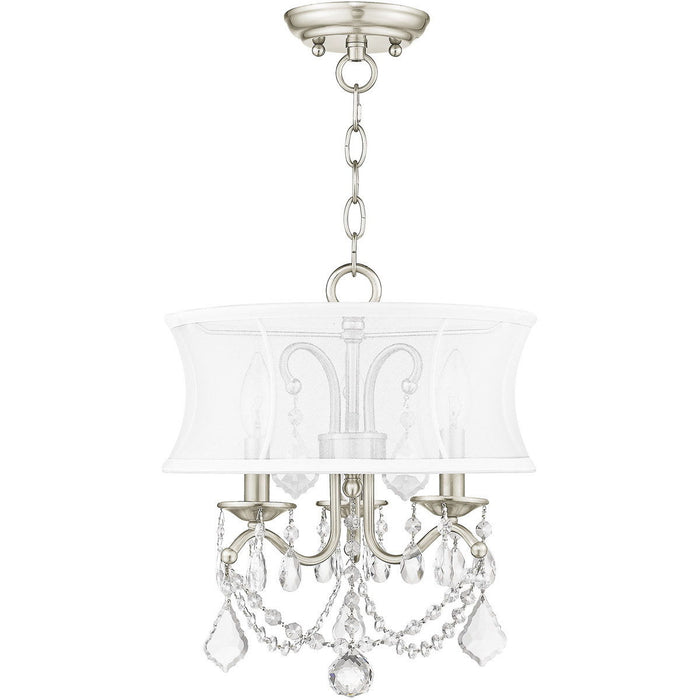 17" Three Light Dimmable Chandelier With Shades - Nickel