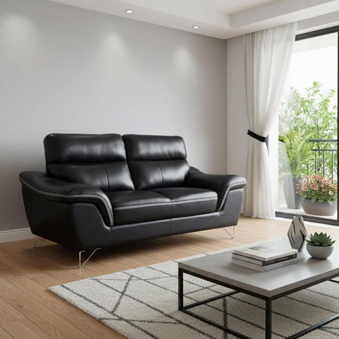 Love Seat Faux Leather - Black / Silver