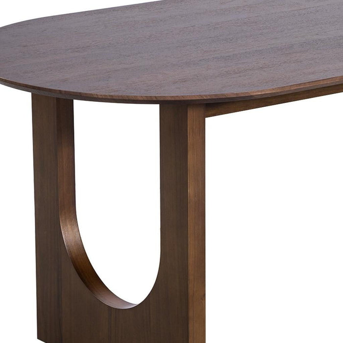 79" Solid Wood Mirrored Double Pedestal Base Oval Dining Room Table - Walnut