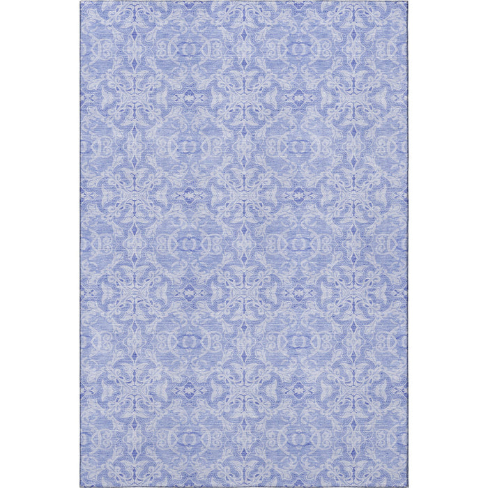 10' X 14' Medallion Washable Area Rug Polyester With UV Protection - Sky Blue And Ivory