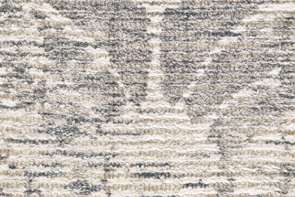 8' Round Abstract Hand Woven Area Rug - Ivory And Gray