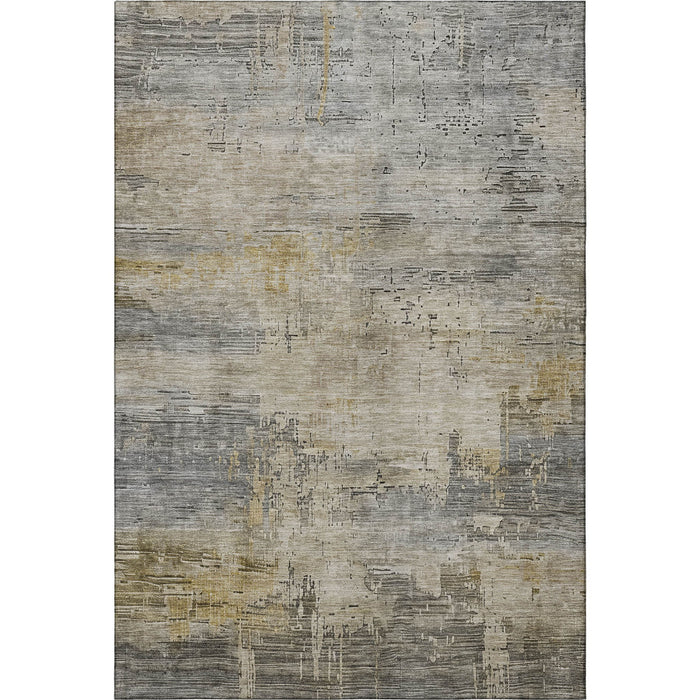 10' X 14' Abstract Washable Area Rug With UV Protection (696086) - Pewter / Wheat