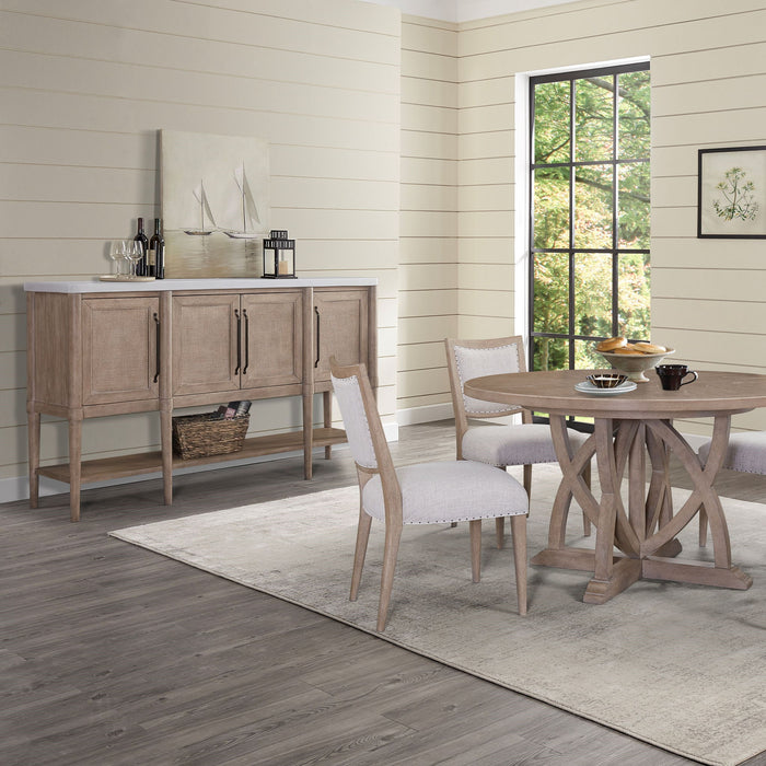 Cement Topped Server With Cane Insets - Sand