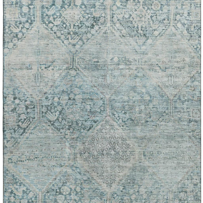 10' X 14' Geometric Washable Area Rug With UV Protection (699933) - Blue / Gray / Silver